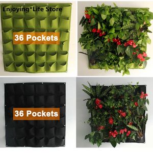 Plantadores potes parede penduram sacos de plantio 24 bolsos de tamanho verde cultivar bolsa de bolsa vertical jardim vegetal bonsai flor abastecimento doméstico