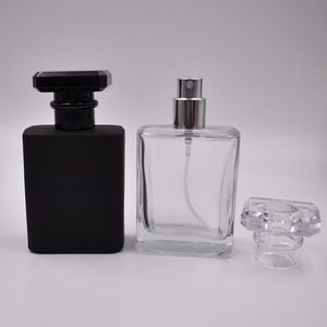 Portable Refillable Perfumy Spray Bottle 50 ml Puste Perfumy Fiolki Czarne Wyczyść z rozpylaczem pompy Mist Atomizer