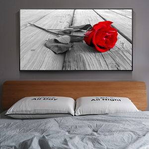 Vermelho Rose Flower Pôsteres e Impressões Pintura de Canvas Home Decor HD Planta imagens de parede de parede para sala de estar sem moldura