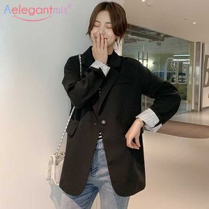 Aelegantmis Frühling Straße Frauen Casual Blazer Weibliche Lose Freizeit Business Arbeit Blazer Büro Dame Anzug Mantel Damen Oberbekleidung 210607