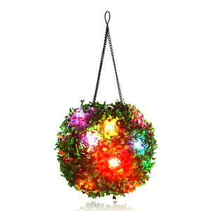 20cm Diameter Solar Powered Colorful LED Night Light Artificial Topiary Ball Outdoor Wedding Garden Lamp Christmas Decorations Lights