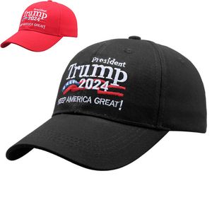 Czarny Czerwony Haft Szczyt Cap Donald Trump 2024 Czapki baseballowe Utrzymuj Ameryka Great US Prezydencka WPR Regulowany Sport Outdoor Trump Hats