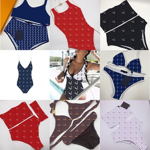 Ladies Plus Size Swimwear Bodysuits Fashion Letter Print Bikini Sets Summer Padded Up Girls Swimsuits Beach Wear