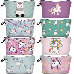 Cartone animato Unicorno 3D stampa digitale borsa cosmetica viaggio cena stoccaggio borse da toilette borsa da donna personalizzazione nave libera 20