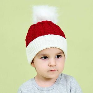 2021 Детские Детские Рождественские Рождественские Симпатичные Помпома Cap Beanie Осень Зима Теплые Вязаные Дети Сплошные Парикбольные Шапки