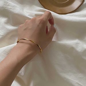 Peri'sbox ouro cor de onda cor torcida pulseiras fina pulseiras geométricas para as mulheres minimalistas abertas pulgles ajustável 2020 jóias q0719