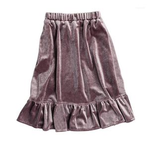 Jupes Velvet Jupe longue pour ans Filles Printemps Enfants Vêtements Mode Fashion School Baby Girl Automne Simple Enfants1