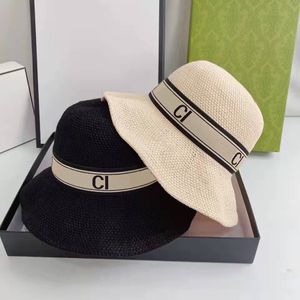 Strohhut Sonnenhüte Caps Designer Cap Casquette für Mann Frau atmungsaktiv Sommer Resort Sonnenschutz Streifen Buchstaben schwarz Beige rosa Khaki Farbe