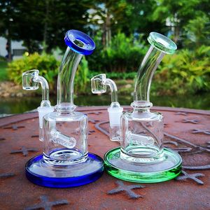 6 Inch Hookahs Small Mini Oil Dab Rigs Inline Perc Slitted Donut Percolator Glass Bongs Green Purple Blue Pink Water Pipes With Quartz Banger