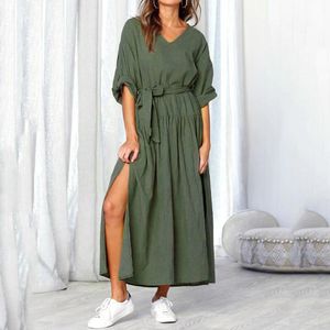 Women Casual Beach Dresses Elegant Party Dress 2021 Fashion Vintage Lace Up Short Sleeve Beachwear Shirt Female Sarongs