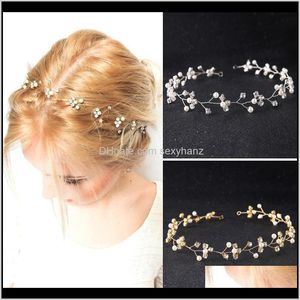 Klipy Barrettes Biżuteria Dostawa 2021 Pearl Rhinestone Hair Band Biała przędza Akcesoria