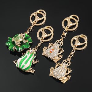 Wholesale frog ring holder resale online - Keychains Cute Frog Pendant Keychain Rhinestone Green Women s Car Crystal Key Ring Holder Accessories Gift