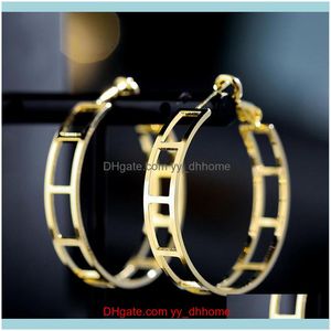 Hie Jewelrylarge Geometric Circle Earring For Women Hollow Metal Korean Fashion S925 Needle Aessories Ear Ring Womens Earrings Hoop & Drop D