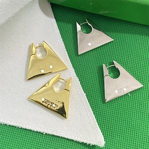 Bottega Trapezoidal Triangle Earrings Heavy Industry High-Grade Stud Texture Gold-Plated Niche Design Personality Fashion Style Jewelry