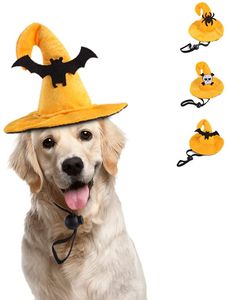 Dog Pumpkin Hat Pet Halloween Abbigliamento per cani Costume Teste Accey Accey per gatti e cagnolini Scheletro Spider Skeleton Bat