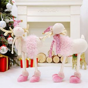 50cmピンクのトナカイ鹿エルク人形おもちゃクリスマスデコレーションクラフトギフトホームハウスクリスマス飾り2022年の装飾ナビダード211019
