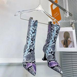 Snakeskin Strange Heel Women Short Boots Pointy Toe Real Leather Runway Ankle Boot Crystal Studded Leisure Dress Booties