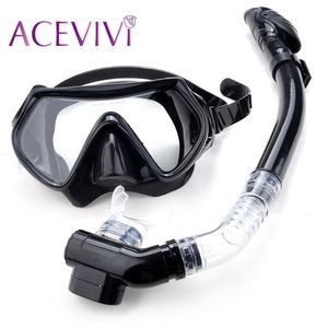 Wholesale glasses swimming black resale online - 1pc Black Professional Scuba Diving Mask And Snorkels Anti Fog Goggles Glasses Swimming Easy Breath Tube Set Water Sports Masks