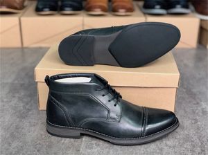 Mens designer klänning skor spets-up martin ankel boot formella affärsstövlar handgjorda äkta läder bröllopsfest sko med låda 033