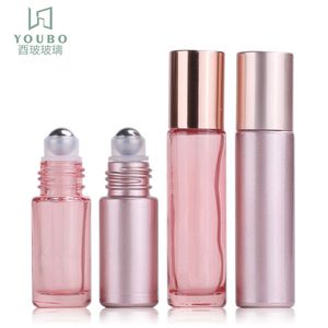 5ml 10ml Bottiglie di imballaggio con sfera a rullo in oro rosa Bottiglia di olio essenziale di profumo di alta qualità Coperchio lucido opaco 1 25yb Q2