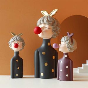 Bubble Girl Modern Sweet Young Figurines Resin Art Matrimonio Compleanno Compleanno Decorazione Decorazione Accessori Fata Regalo Tavolo da tavolo Top Décor 211101