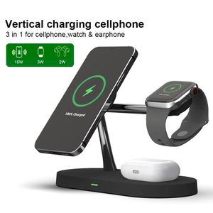 Caricabatterie wireless magnetico 5 in 1 Stazione di ricarica rapida da 15 W Luce notturna per iPhone 11 12 Pro MAX XS Caricabatterie magnetici Airpods Apple Watch Fit Samsung S10 Xiaomi