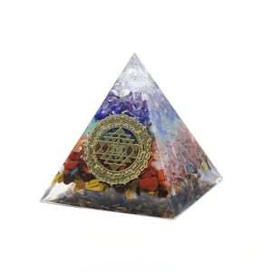 Sevenstone solta Gemstone Orgone Pirâmide Cristal 7 Chakra Balanceamento Energia Gerador para Calmagem Anti-Estresse Cura de Crescimento