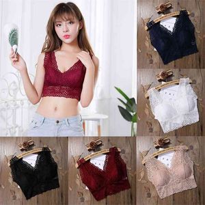 Women Tube Tops Style Fashion Sale Cropped Floral Print Harness V-Neck Solid Hollow Out Lace Camisole Short Clothing 210522