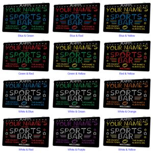 LX1111 Your Names Sports Bar the Coldest Beer in Town The games Always on Light Sign Dual Color 3D Engraving