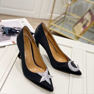 Kleid Schuhe 2021 Design Frau Sex Spitz Zapatos de Mujer Strass Mond Sling Back Damen Pumps Bling Stern Dünne high Heels