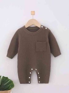 Baby Rib Knit Pocket Front Knit Jumpsuit SHE