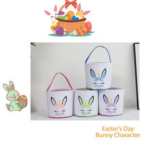 Linda cesta de Páscoa festiva desenho animado coelho balde de doces crianças brinquedo sacola EASES EASITE Sacos de armazenamento de ovo Decoração festival