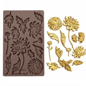 Chrysanthemuml Flower Silicone Bolo Molde Fondant Moldes Bolo Decoração Ferramentas Chocolate Gumpoto Molde Fondant Ferramentas Sabão Molde 210721