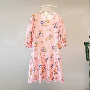 到着夏の高品質のファッション中空アウト刺繍印刷花の女性の甘いミニドレス女性vestido 210529