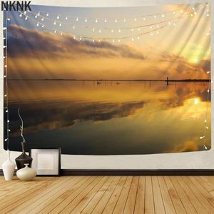 Tapestries NKNK Sunset Tapestry Cloud Tenture Mandala Ocean Home Tapestrys Landscape Wall Rugs Decor Boho Pattern Funny