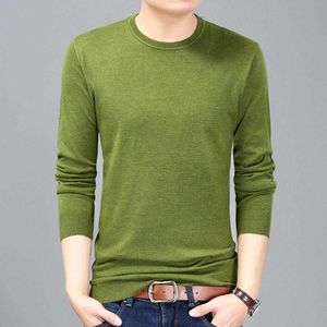 Man Slim Sweater T Shirts Casual Solid Färg Tunn Jumper Man Långärmad Ullsticka Kläder Pullovers Y0907