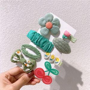 Set di 8 accessori per capelli con clip BB per ragazza dolce principessa simpatico cartone animato con fiocco di fiori, copricapo, moda coreana per bambini