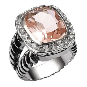 Morganite Anello in argento sterling 925 ad alta quantità per uomo e donna Gioielli di moda Regalo per feste Taglia 6 7 8 9 10 F1461