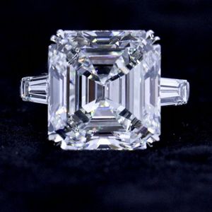 Luxus echt 925 Sterling Silber Asscher geschnitten 5 Karat simulierter Diamant Hochzeit Verlobung Cocktail Frauen Ringe sechs Schnitt feinen Schmuck Großhandel