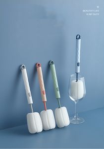 Escova de esponja escova frasco destacável esfrega o lançador de leite doméstico copo de vácuo de cabo longo, limpeza e copos de lavagem