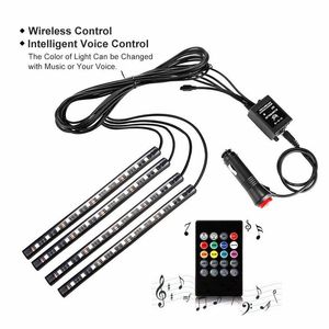 LED Bar Lights 4 In 1 Car Inside Atmosphere Lamp 48 Interior Decoration Lighting Rgb 16-color Wireless Remote Control 5050 Chip 12v Charge Charming