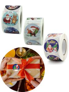 500pcs / roll Christmas Stickers Santa Patterns Gift Décor Card Sealing Etikett Xmas Decor Party Supplies 38mm / 1.5Inch KDJK2110