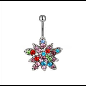 Bell Drop Delivery 2021 D0029 (1 Färg) Den fina stilen 008-01 Belly-knappringar Mix Färger Piercing Body Jewelry Navel Ring PE2GW