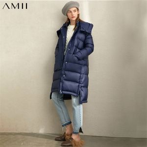 Printed Down Jacket Winter Casual Thick Asymmetrical Pockets Side Slit Hooded Coat Parkas 11890004 210527