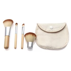 4Pcs Set Kit Other Household Sundries wooden Makeup Brushes Beautiful Professional Bamboo Elaborate make Up brush Tools With Case zipper button bag ZWL285