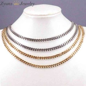 10PCS, Curb Cuban Women Necklace Chain Gold Silver Color Metal Necklaces for Fashion Jewelry Making Accessories X0509