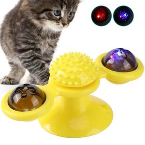 猫のおもちゃ風車のおもちゃをからかい、猫のためのLEDグローボールスクラッチマッサージターンテーブルインタラクティブパズルスマート