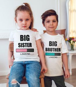 T-Shirts Große Schwester/Bruder Loading Lustige Kinder Unisex Ankündigung Mama Schwanger T-Shirt Baby Kleinkind Lässiges Kurzarm-Top 0368