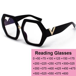 2021 Luxury Square Ladies Large Blue Light Blocking Reading Women Fashion Brand FarSightedness Prescription Glasses Plus