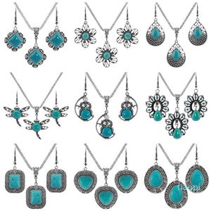 Modeschmuck Sets Frauen Ohrringe Halskette Silber Platte Weiß Strass Blume Elefant Eule Herz Kreuz Böhmischen Ohrring Teil